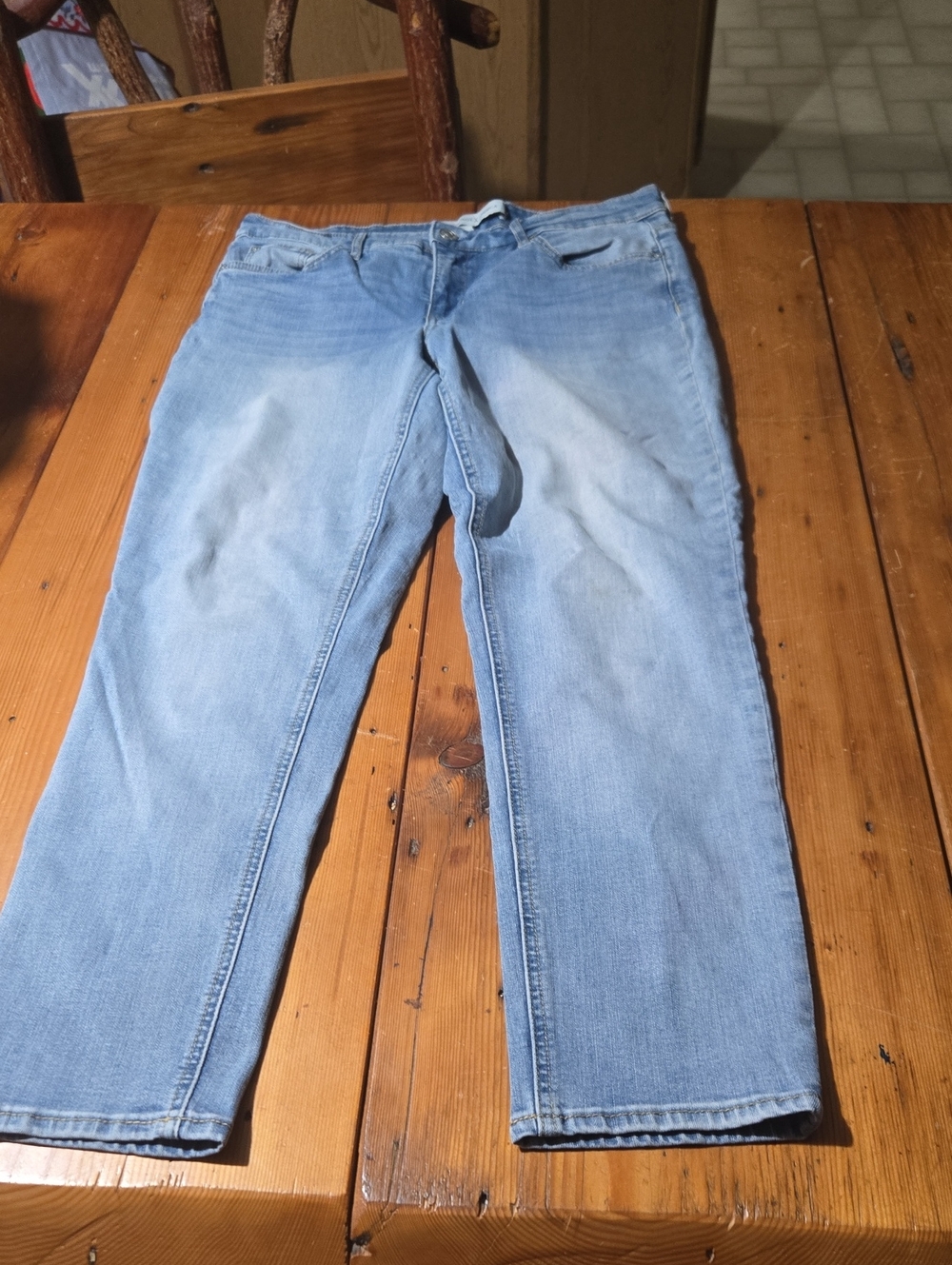 Vintage America Light Blue Denim Jeans Weekend Crop Sz 12